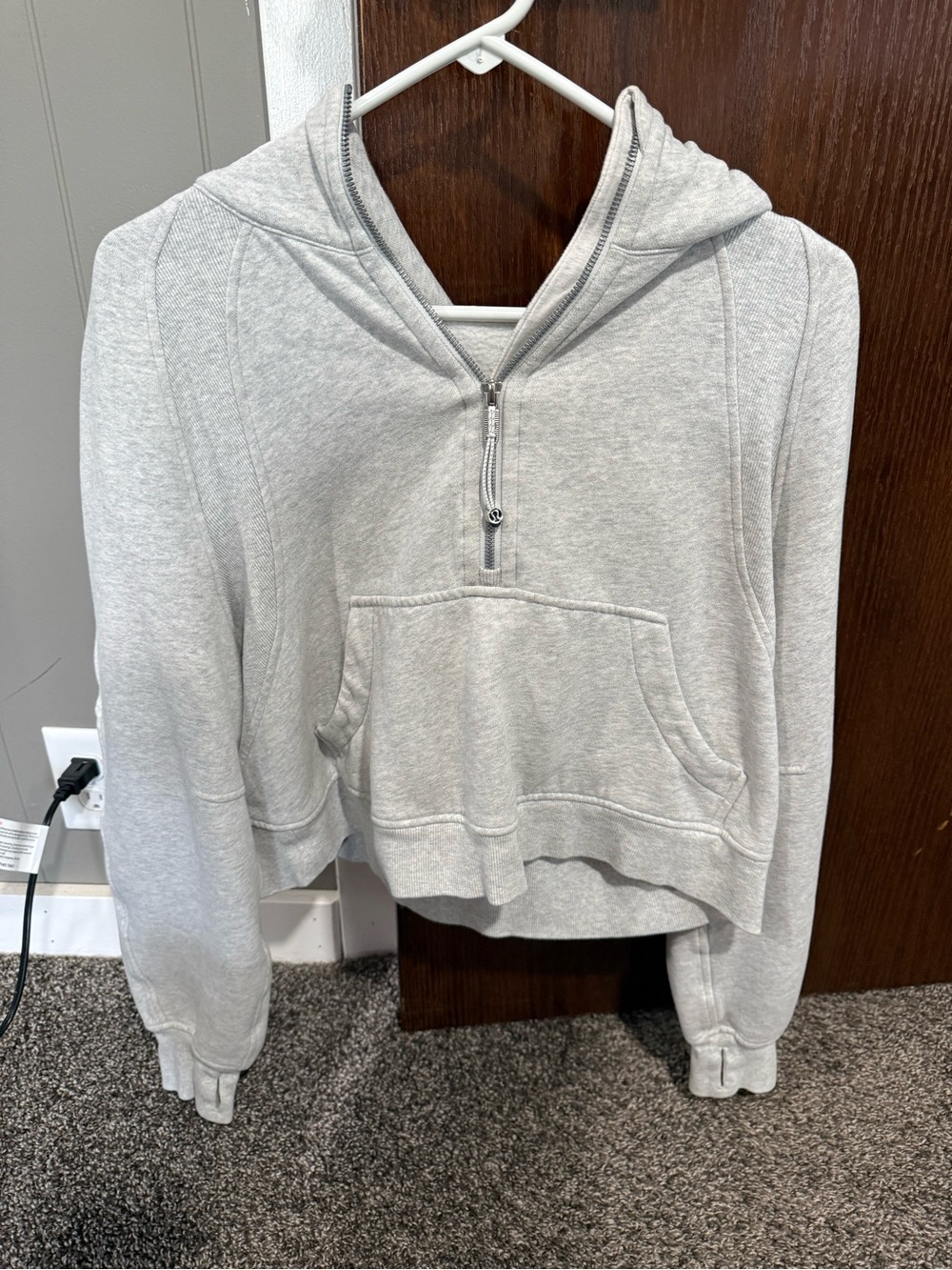lululemon athletica Light Gray Half-zip Cropped Scuba